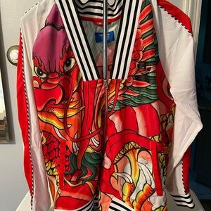 VTG Y2K Womens Hippie Patchwork Colorful Black Zip Hoodie Size Medium W Purse